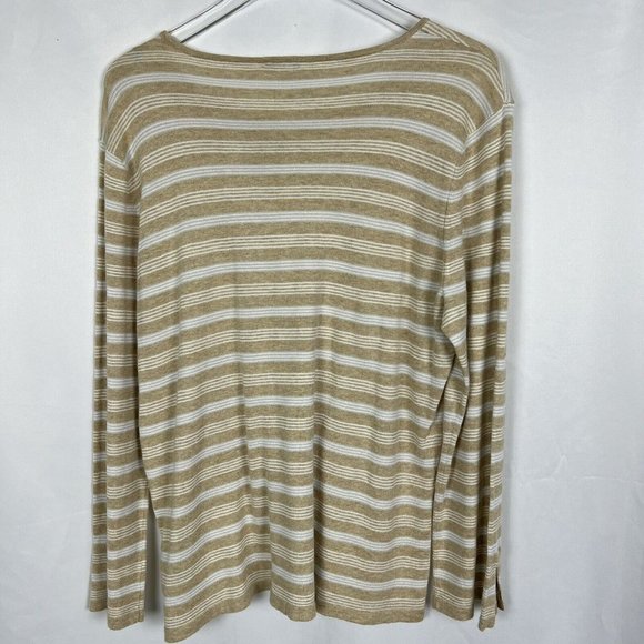 J. McLaughlin Womens Sweater Striped Heather Oatmeal White NWT MSRP $138 Size XL - Picture 6 of 7